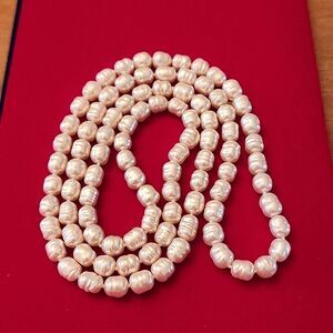 Majorica EXTRA LONG Necklace-46" Strand of Pearls BEAUTIFUL!!